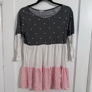 Source Unknown Gray and Pink Long Sleeve Top